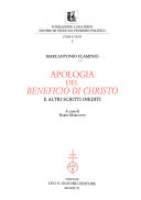 Copertina  Apologia del «Beneficio di Christo» e altri scritti inediti
