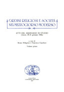 Copertina  Ordini religiosi e società nel Mezzogiorno moderno. Atti dei seminario di studio (Lecce, 29-31 gennaio 1986). Volume 01