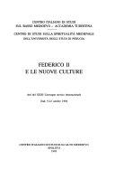 Copertina  Federico II e le nuove culture. Atti del XXXI Convegno storico internazionale. Todi, 9-12 ottobre 1994