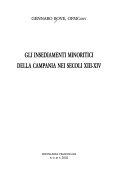 Copertina  Gli insediamenti minoritici della Campania nei secoli XIII-XIV