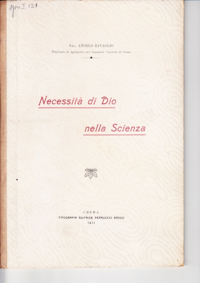 Copertina  Necessità di Dio nella scienza
