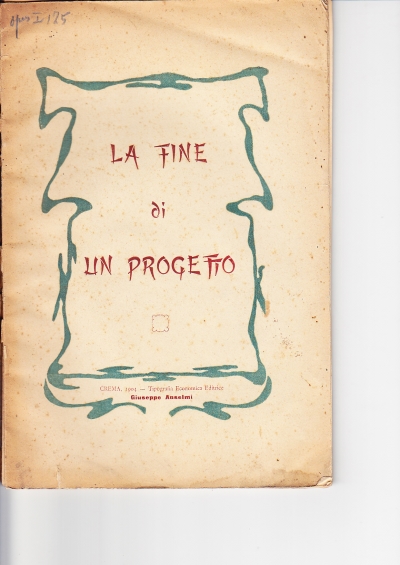 Copertina  La fine di un progetto