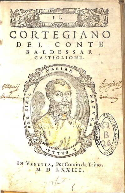 Copertina  Il Cortegiano del conte Baldessar Castiglione.