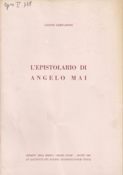 Copertina  L'epistolario di Angelo Mai