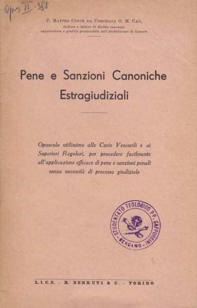 Copertina  Pene e Sanzioni Canoniche Extragiudiziali