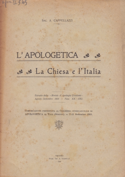 Copertina  L'Apologetica. La Chiesa e l'Italia