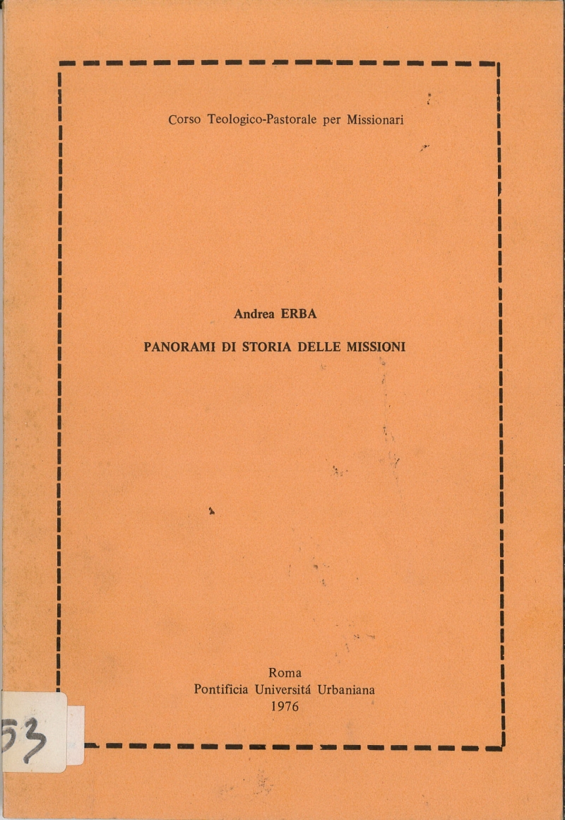 Copertina  Corso Teologico-Pastorale per Missionari. [...] Panorami di storia delle missioni