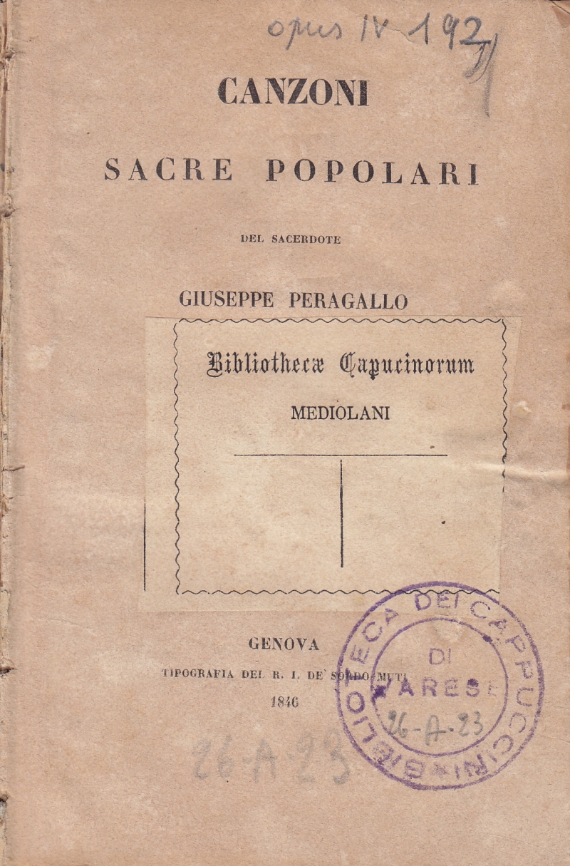 Copertina  Canzoni sacre popolari