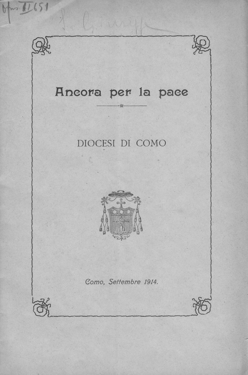 Copertina  Ancora per la pace. Diocesi di Como