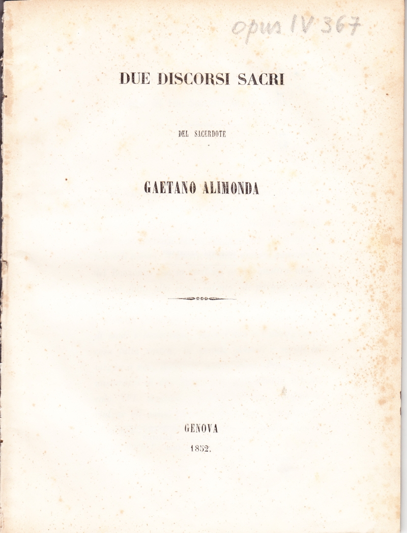 Copertina  Due discorsi sacri