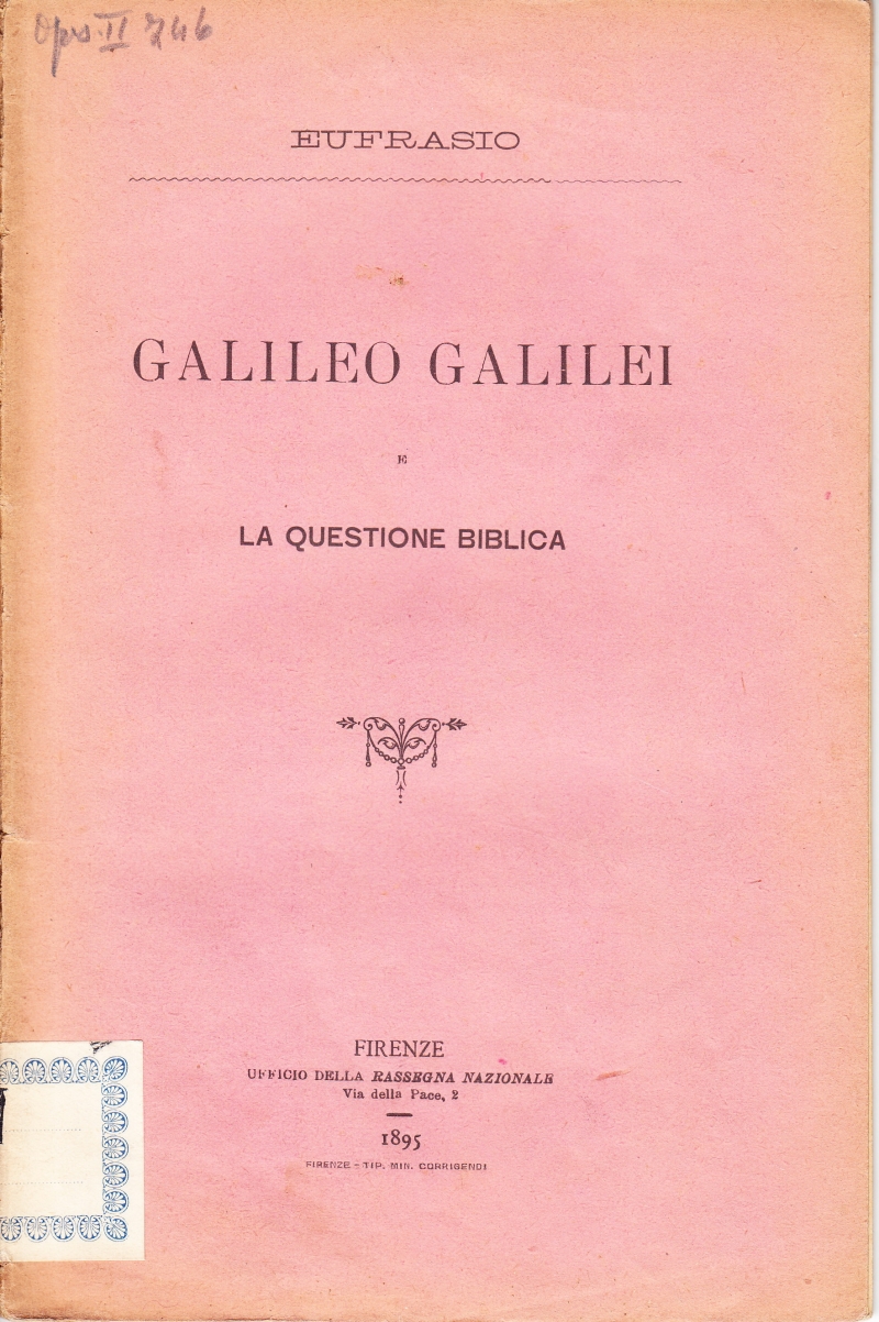 Copertina  Galileo Galilei e la questione biblica.
