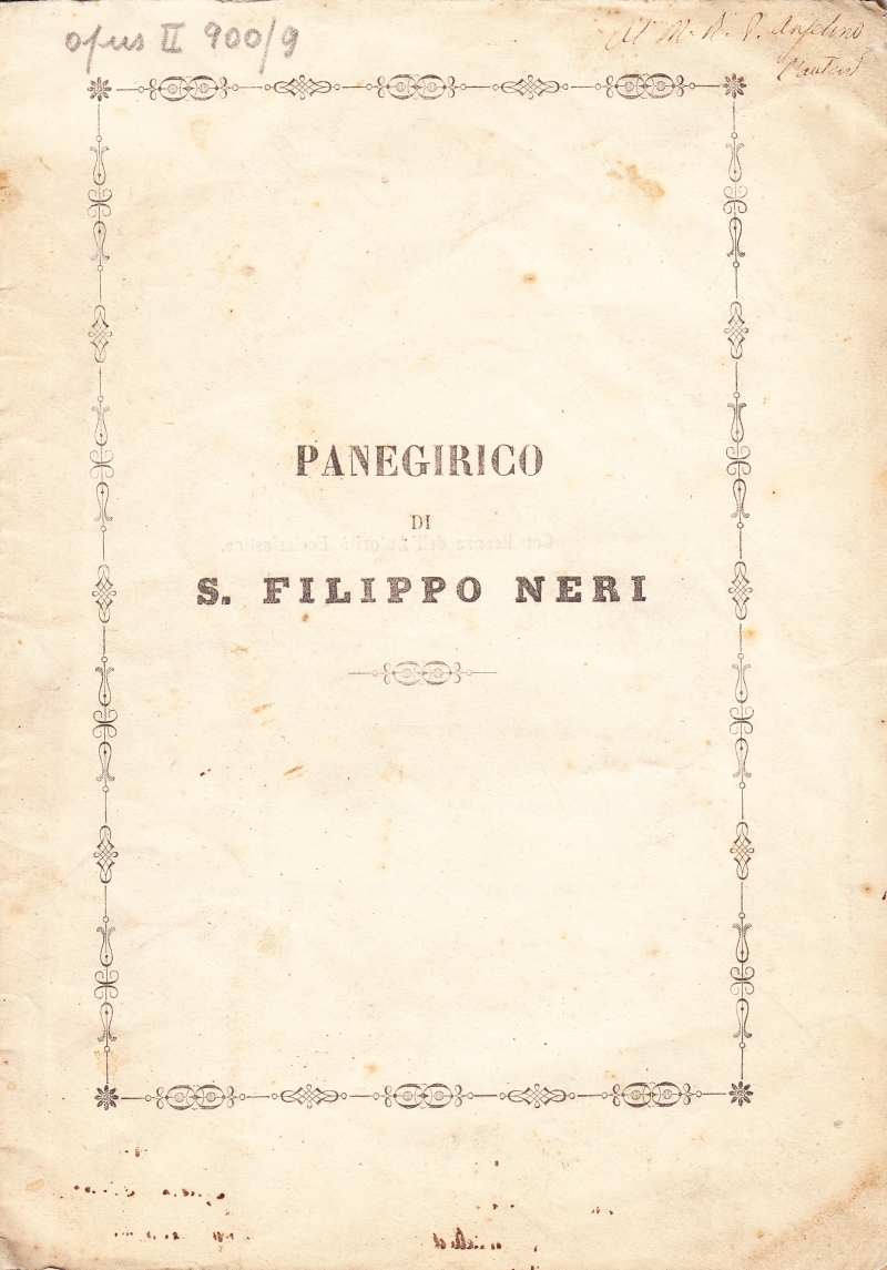 Copertina  Panegirico di S. Filippo Neri