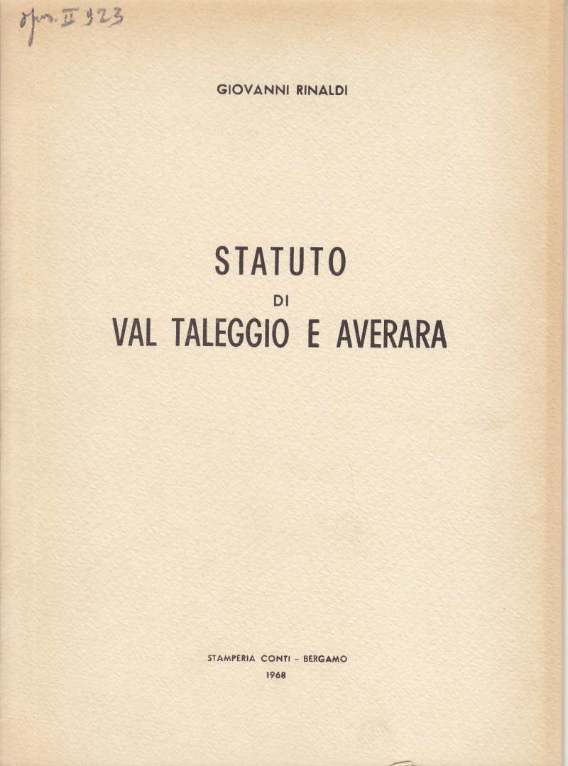 Copertina  Statuto di Val Taleggio e Averara