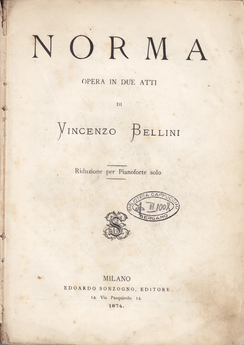 Copertina  Norma. Opera in due atti