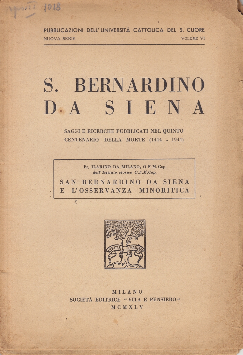 Copertina  San Bernardino da Siena e l'Osservanza Minoritica