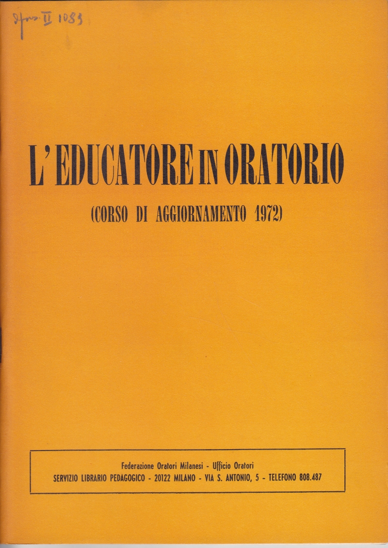 Copertina  L'Educatore in Oratorio (Corso di aggiornamento 1972)