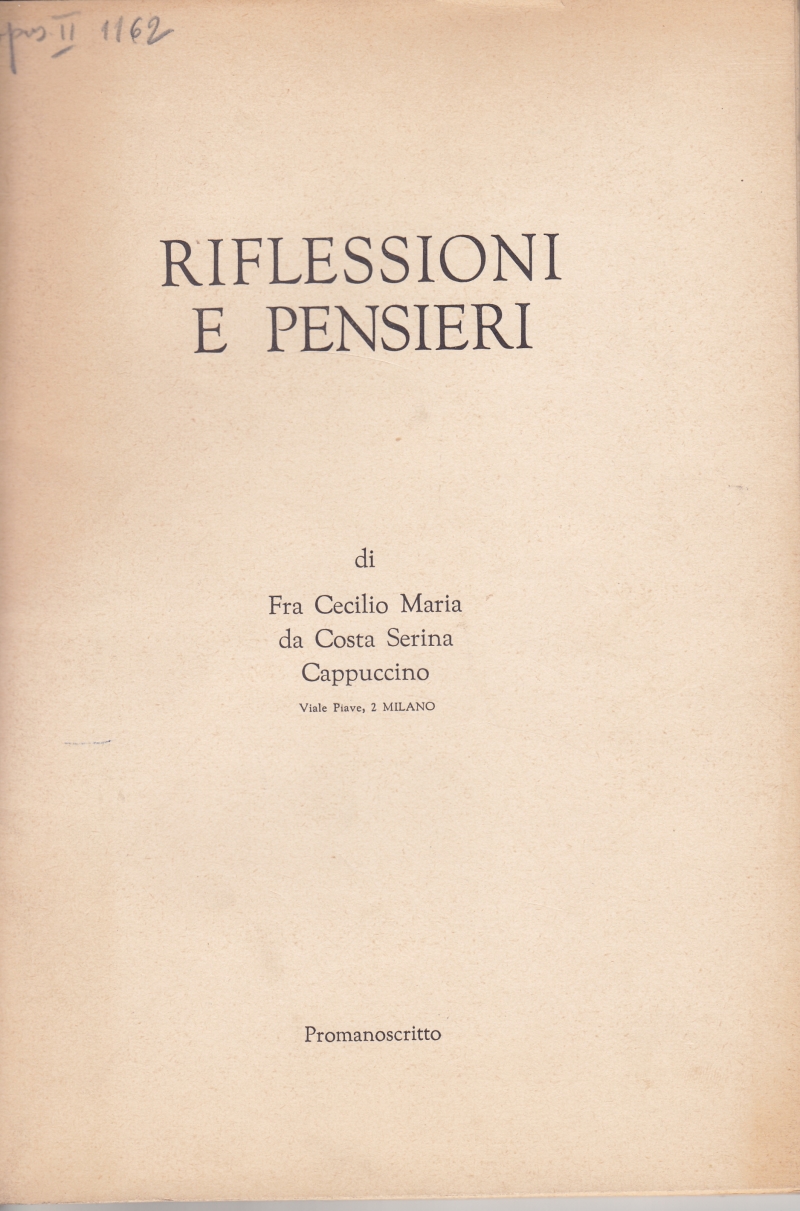 Copertina  Riflessioni e pensieri