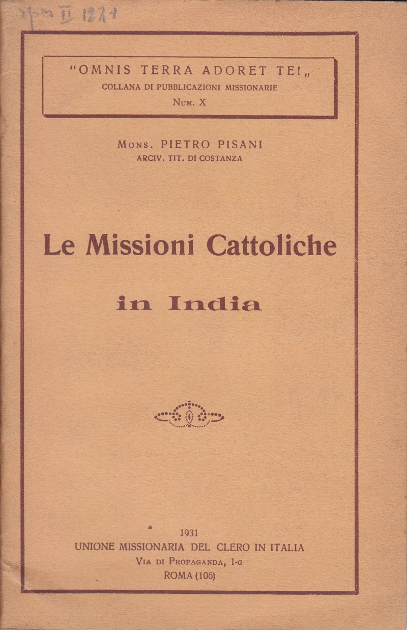Copertina  Le Missioni Cattoliche in India
