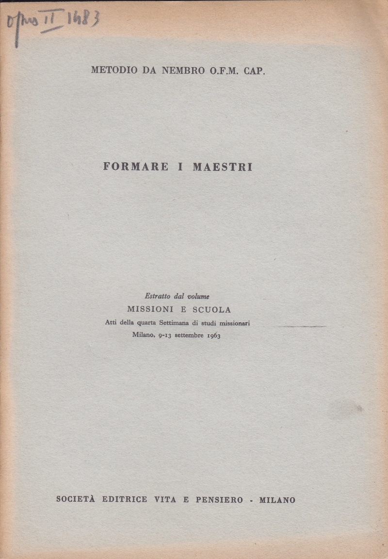 Copertina  Formare i maestri (Sesta relazione)