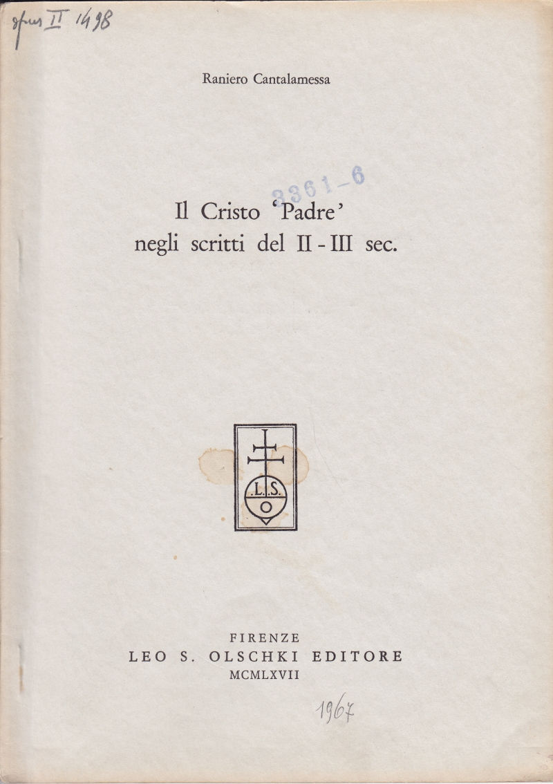 Copertina  Il Cristo 'Padre' negli scritti del II-III sec.