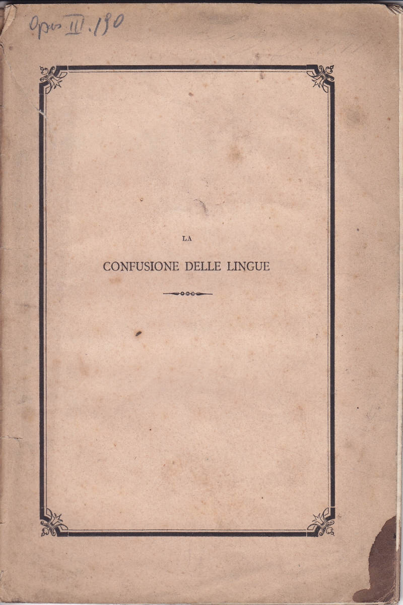 Copertina  La confusione delle lingue. Dissertazione biblica letteraria
