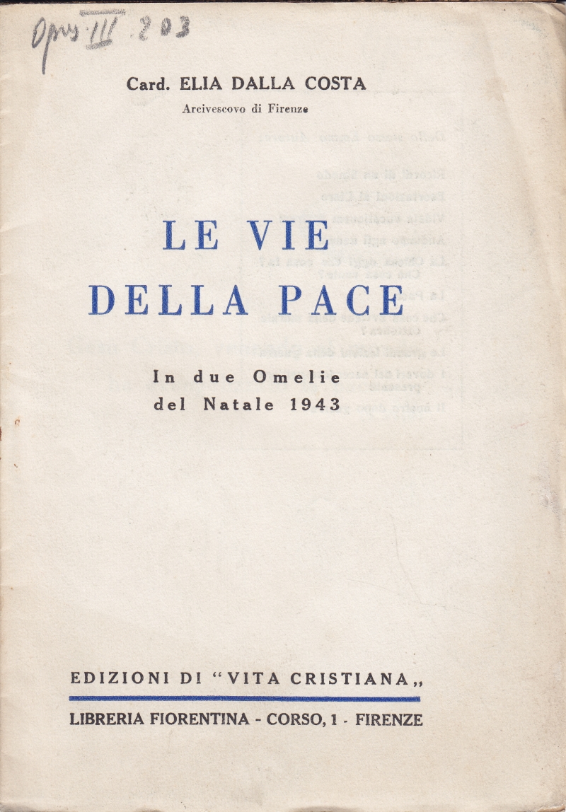 Copertina  Le vie della pace. In due Omelie del Natale 1943