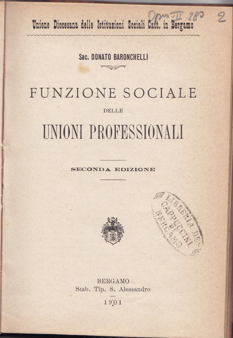 Copertina  Funzione sociale delle unioni professionali