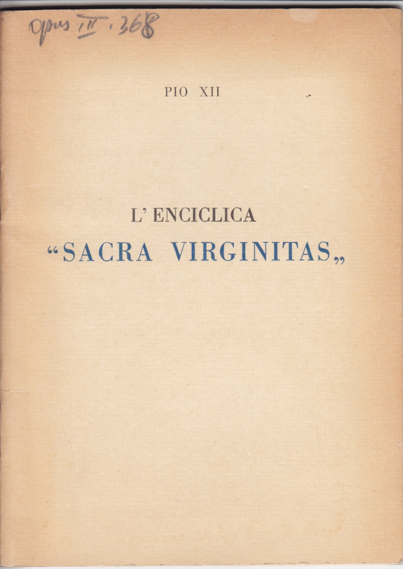 Copertina  L'enciclica \\Sacra Virginitas\\