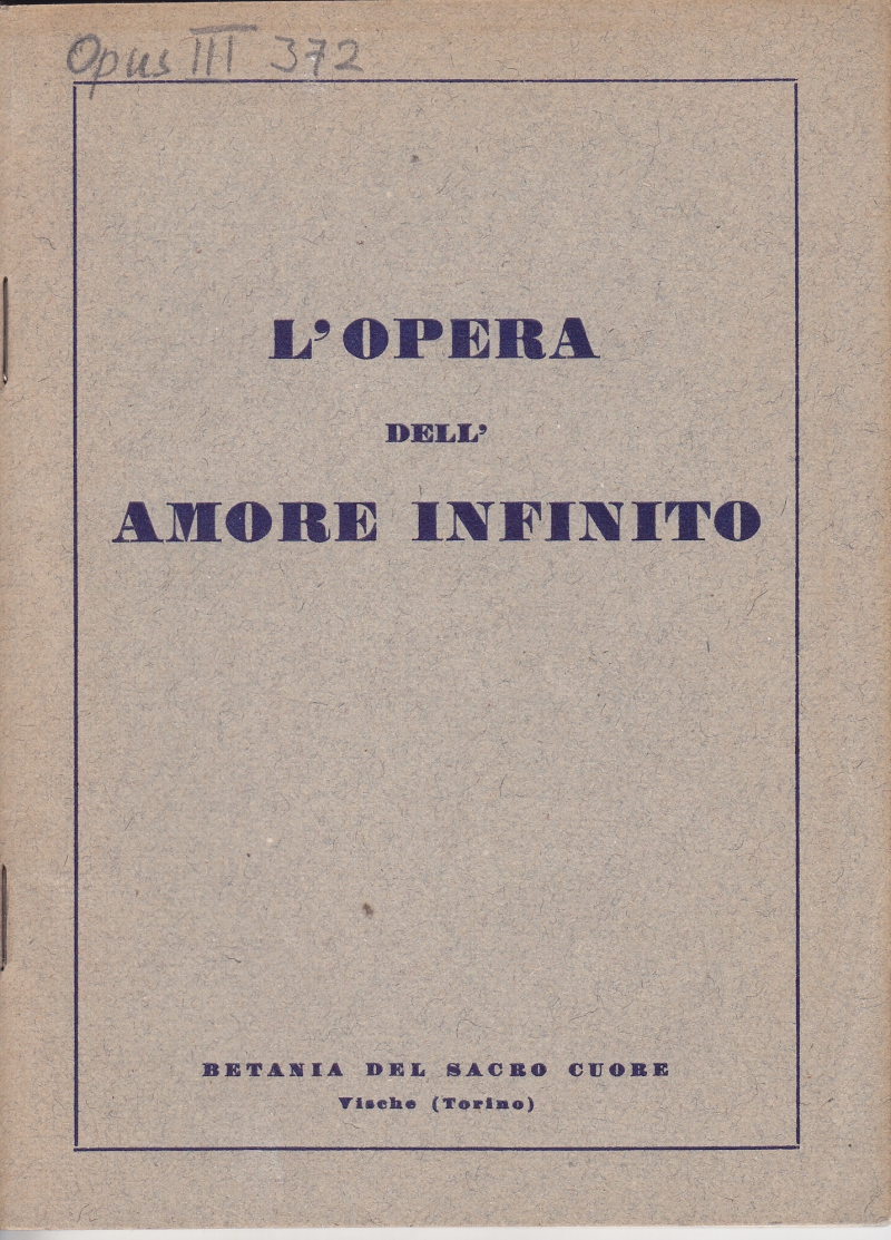 Copertina  L'Opera dell'Amore Infinito                                                     
