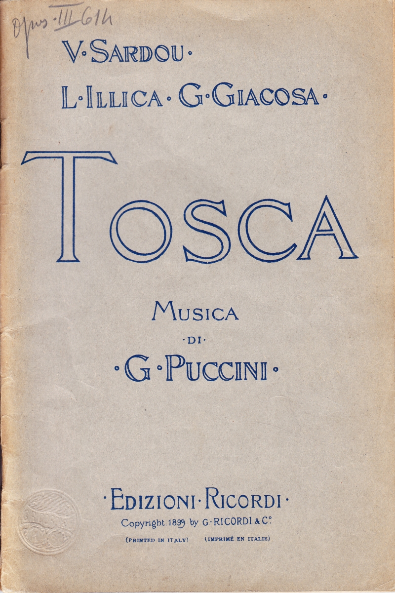 Copertina  Tosca. Musica di G. Puccini