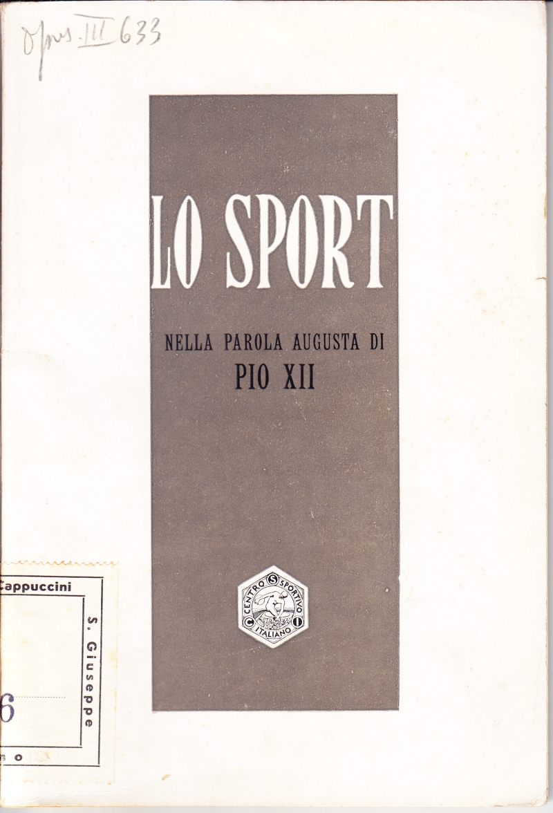 Copertina  Lo sport nell'augusta parola di Pio XII