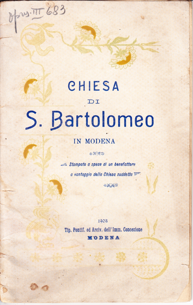 Copertina  Chiesa di S. Bartolomeo in Modena