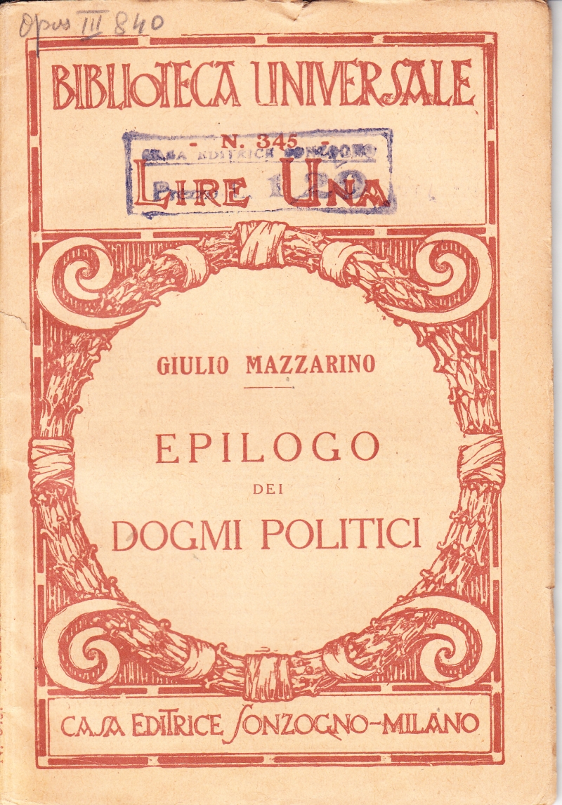 Copertina  Epilogo dei dogmi politici
