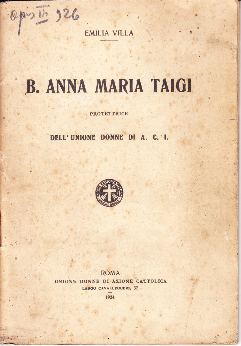 Copertina  B. Anna Maria Taigi protettrice dell'Unione Donne di A. C. I.