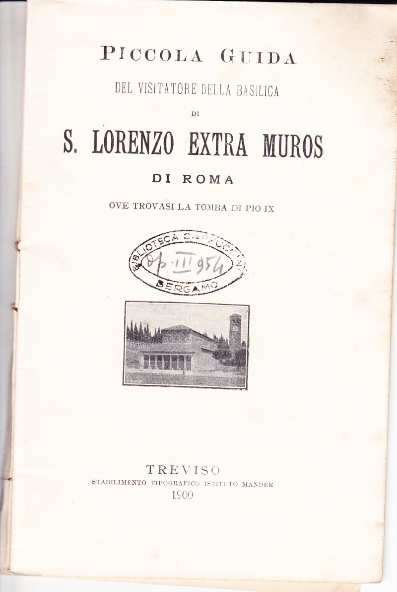 Copertina  Piccola guida del visitatore della Basilica di S. Lorenzo extra muros di Roma ove trovasi la tomba di Pio IX