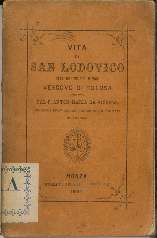 Copertina  Vita di san Lodovico dell'ordine dei Minori, vescovo di Tolosa