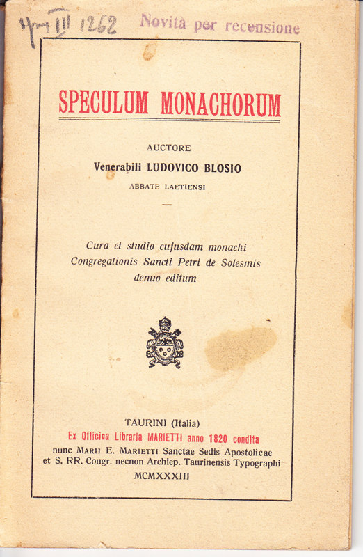 Copertina  Speculum Monachorum