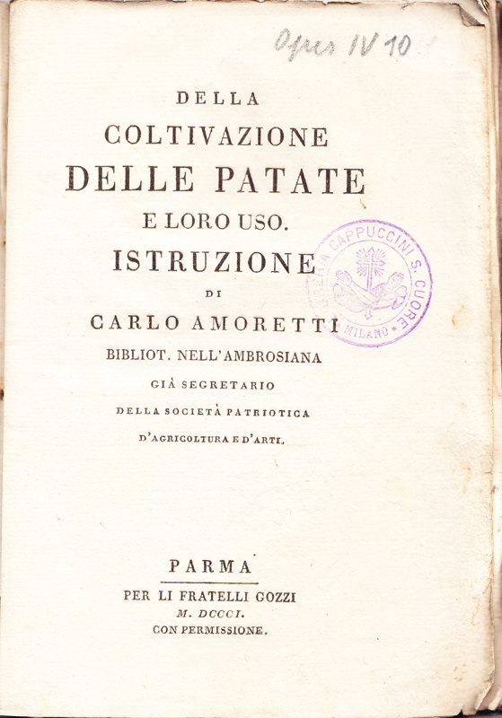 Copertina  Della coltivazione delle patate e loro uso