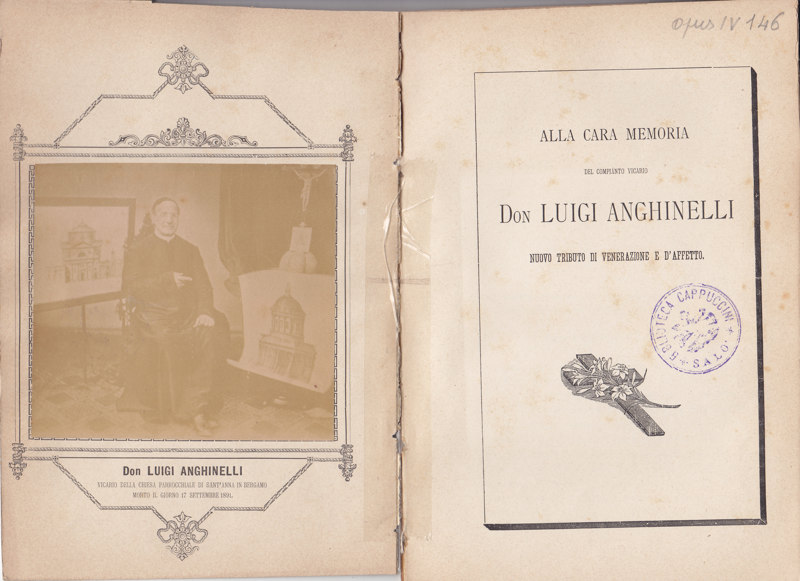 Copertina  Alla cara memoria del compianto vicario don Luigi Anghinelli nuovo tributo di venerazione e di affetto