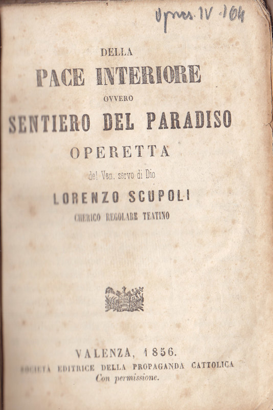 Copertina  Della pace interiore ovvero sentiero del paradiso