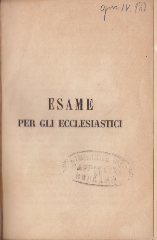 Copertina  Esame per gli ecclesiastici