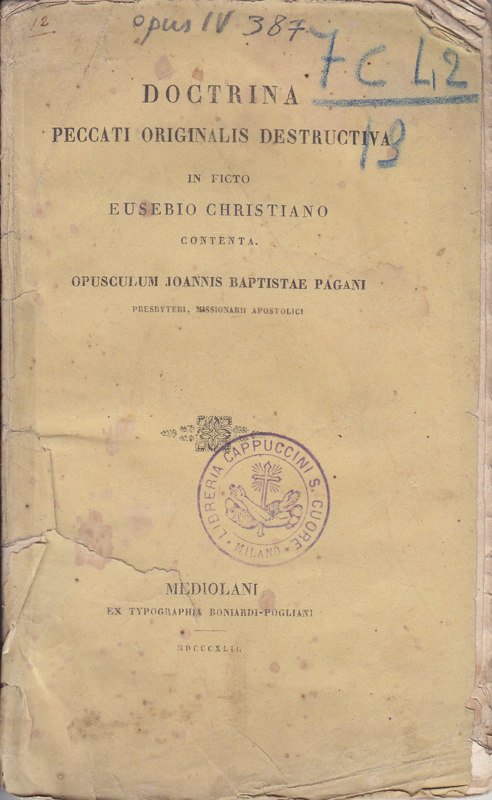 Copertina  Doctrina peccati originalis destructiva in ficto Eusebio Christiano contenta